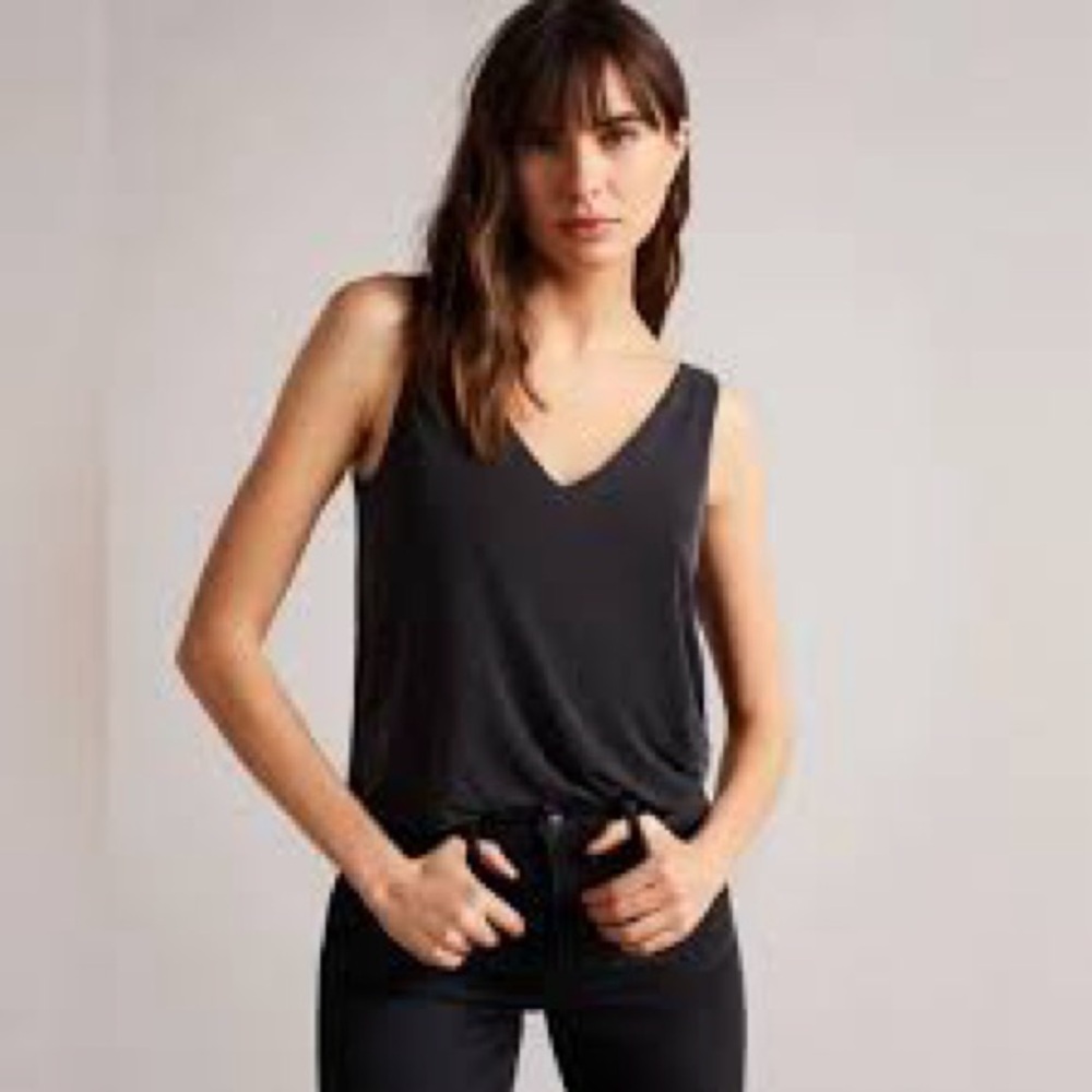 Ted Baker London MATI Cupro Vest Top |Charcoal V-Neck